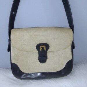 Ferragamo vintage canvas/leather shoulder bag EUC